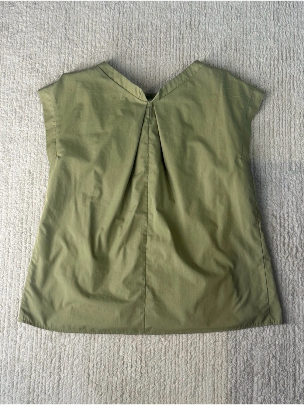 Casual Olive Green Gathered-Waist Cap Sleeve Blouse - Picture 5 of 5